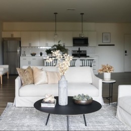 Open space living area with natural lighting at The Flats at Hampden in Camp Hill, PA