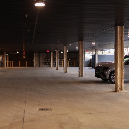 a parking garage with cars at The Flats at Hampden in Camp Hill, PA